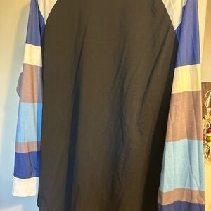 Stylish Black and Blue Striped Long Sleeve Top